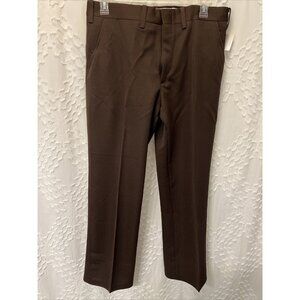 VTG Authentic Knit 100% Polyester Brown Dress Pants Mens 36 USA Made Ban-Rol